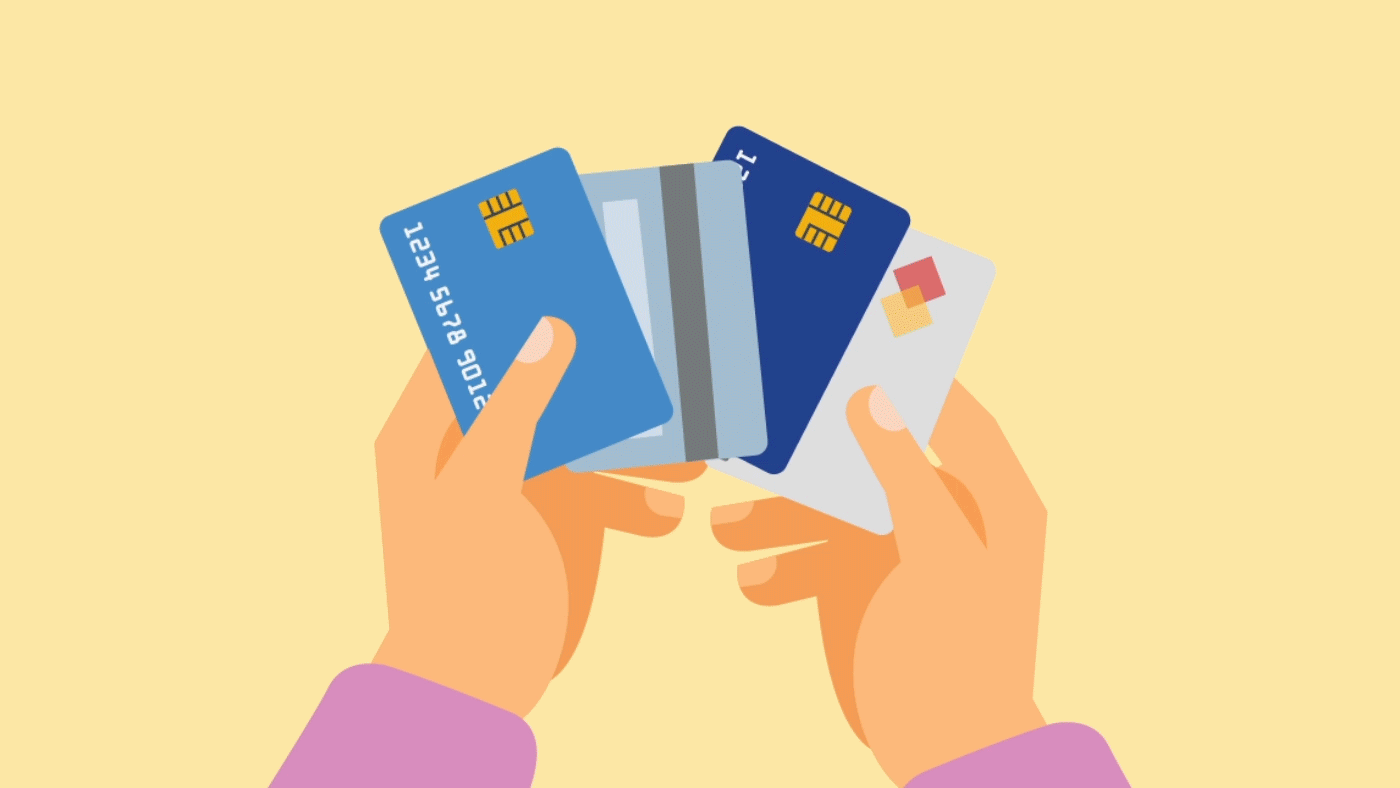 Illustration of different credit cards