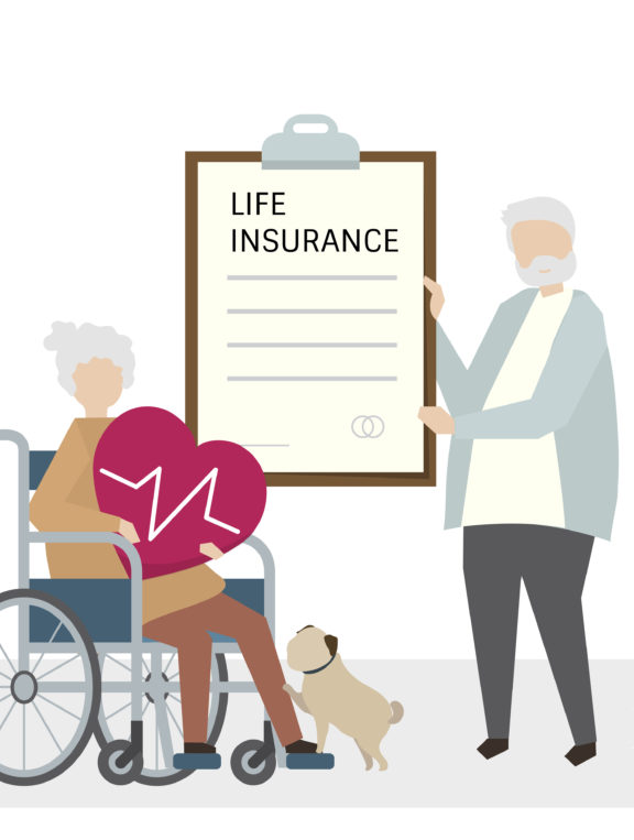 Illustration of seniors with life insurance